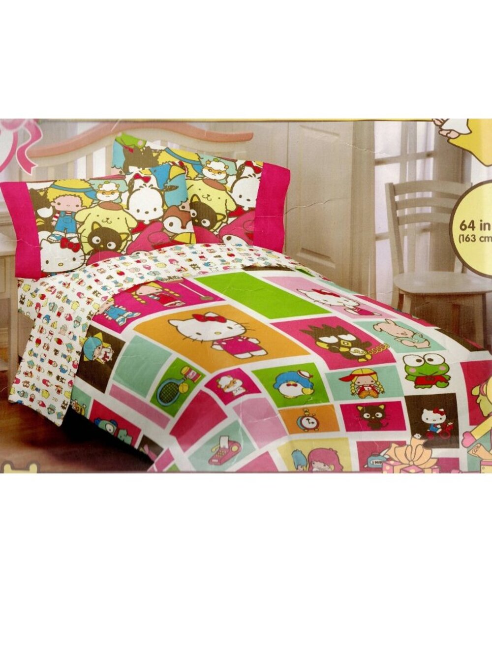 TWIN~Comforter+Sheet Set~vtg Sanrio Hello Kitty my melody friends~COTTON RICH